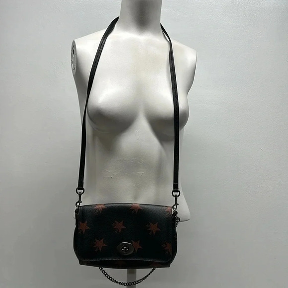Coach Star C Mini Ruby Crossbody Purse Bag Leather Brown Black Silver F35889 - Picture 1 of 12